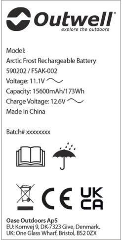 Outwell Oplaadbare Accu Voor Arctic Frost Koelboxen 9 Outwell Oplaadbare Accu Voor Arctic Frost Koelboxen -Winkel Voor Kampeerartikelen Voor Buiten 1069 1900 accu 4