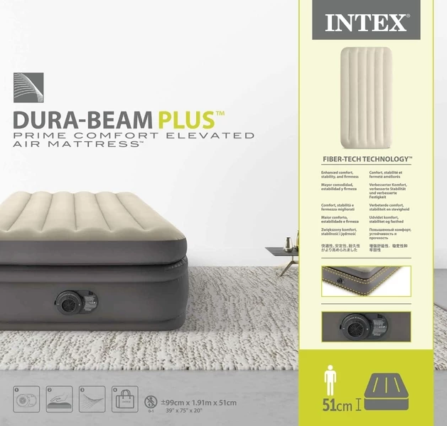 Intex Prime Comfort Luchtbed - Eenpersoons - Ingebouwde Elektrische Pomp 11 Intex Prime Comfort Luchtbed - Eenpersoons - Ingebouwde Elektrische Pomp - Afbeelding 9