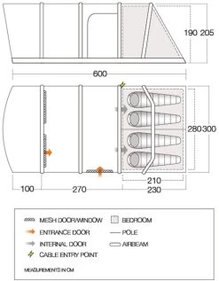 Vango Aether Air 450XL Opblaasbare Tent - 4 Persoons -Winkel Voor Kampeerartikelen Voor Buiten 1900 1514 aether air 450xl floorplan 01