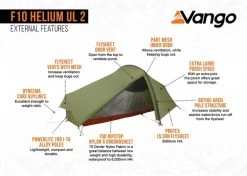 Vango F10 Helium UL 2 Ultralichte Trekking Tunneltent - 1/2 Persoons - Groen -Winkel Voor Kampeerartikelen Voor Buiten 1900 1783 f10 helium ul 2 6