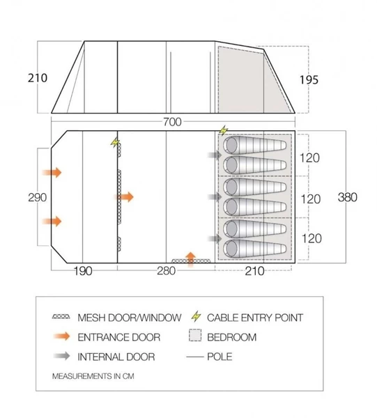 Vango Lismore 600XL Tunneltent - 5 Persoons - Groen 5 Vango Lismore 600XL Tunneltent - 5 Persoons - Groen - Afbeelding 3