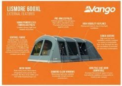 Vango Lismore 600XL Tunneltent - 5 Persoons - Groen 11 Vango Lismore 600XL Tunneltent - 5 Persoons - Groen -Winkel Voor Kampeerartikelen Voor Buiten 1900 1783 lismore 600xl package 2