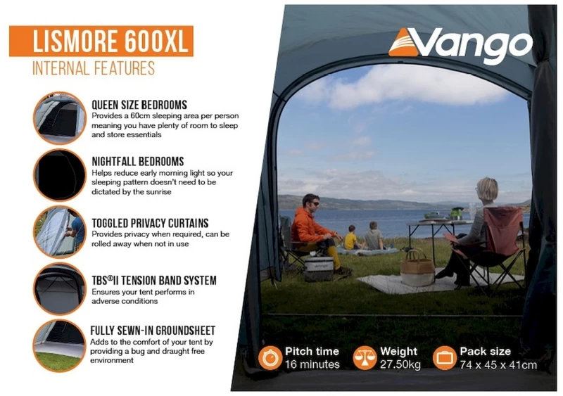 Vango Lismore 600XL Tunneltent - 5 Persoons - Groen 7 Vango Lismore 600XL Tunneltent - 5 Persoons - Groen - Afbeelding 5