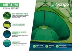 Vango Omega 350 Tunneltent - 3 Persoons - Groen -Winkel Voor Kampeerartikelen Voor Buiten 1900 1783 omega 350 6