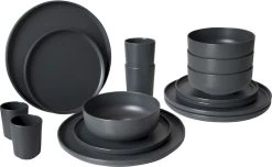 Bo-Camp Patom Melamine Serviesset - 16-delig - Antraciet