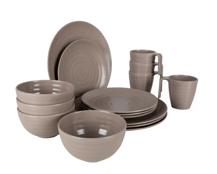 Bo-Camp Stone Melamine Serviesset - 16-delig - Beige 3 Bo-Camp Stone Melamine Serviesset - 16-delig - Beige